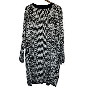 ASOS Collusion X Sweater Dress US Size 20 Knit Checkerboard Jacquard UK 24 Black